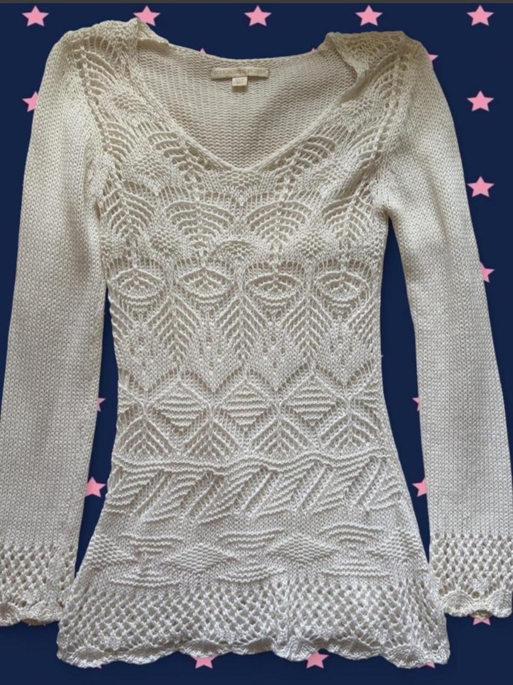 Boston Proper White V-Neck Knit Sweater